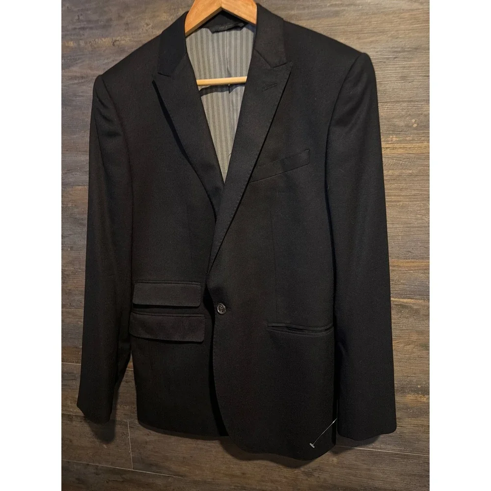 Banana Republic Mens Vitale Barberis Canonico Wool Blazer Black 38S 233374-00